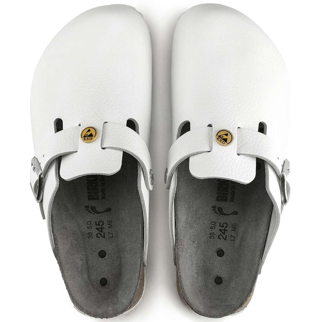 Birkenstock Boston ESD Leather Clogs White | f7M3sVc8FqK