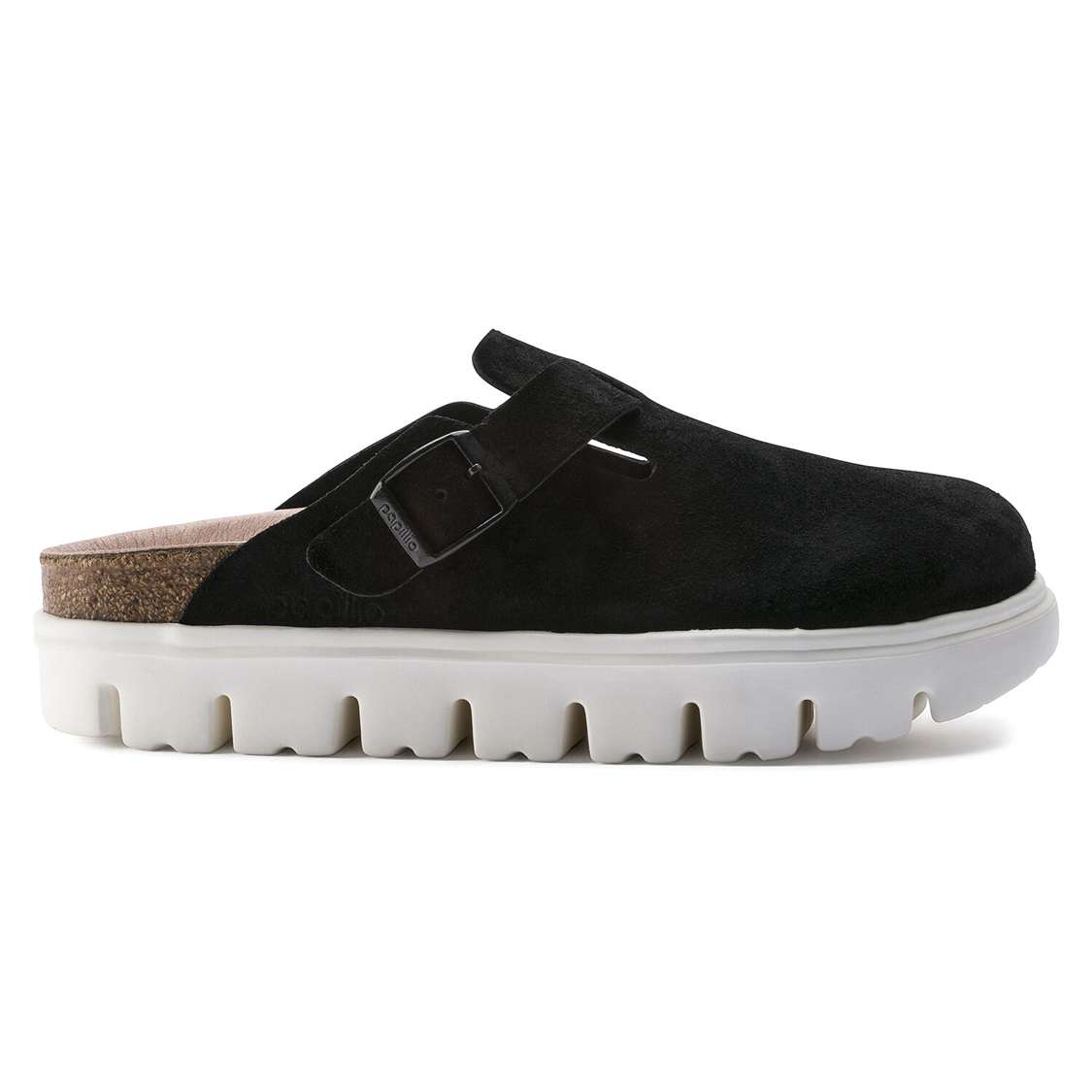 Birkenstock Boston Papillio Suede Leather Clogs Black | JKFl5eVjcab