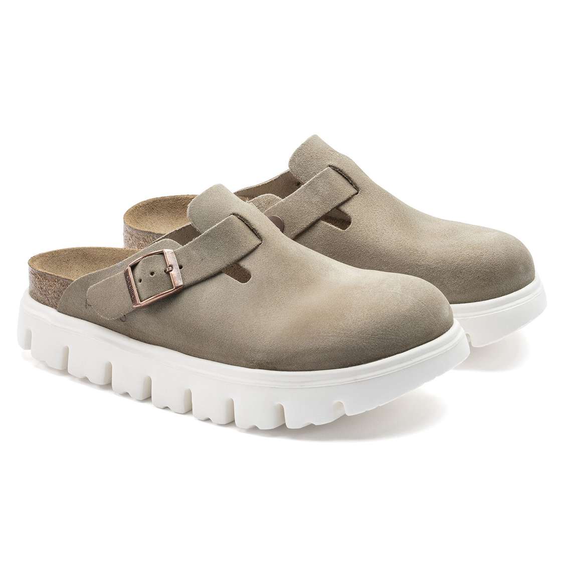 Birkenstock Boston Papillio Suede Leather Clogs Brown | OAonoW8mLez