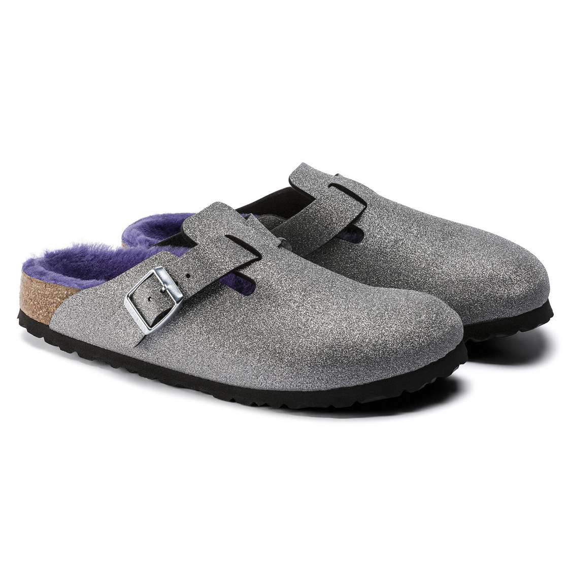 Birkenstock Boston Shearling Birko-Flor Clogs Silver | 9uDvzs1XMmz