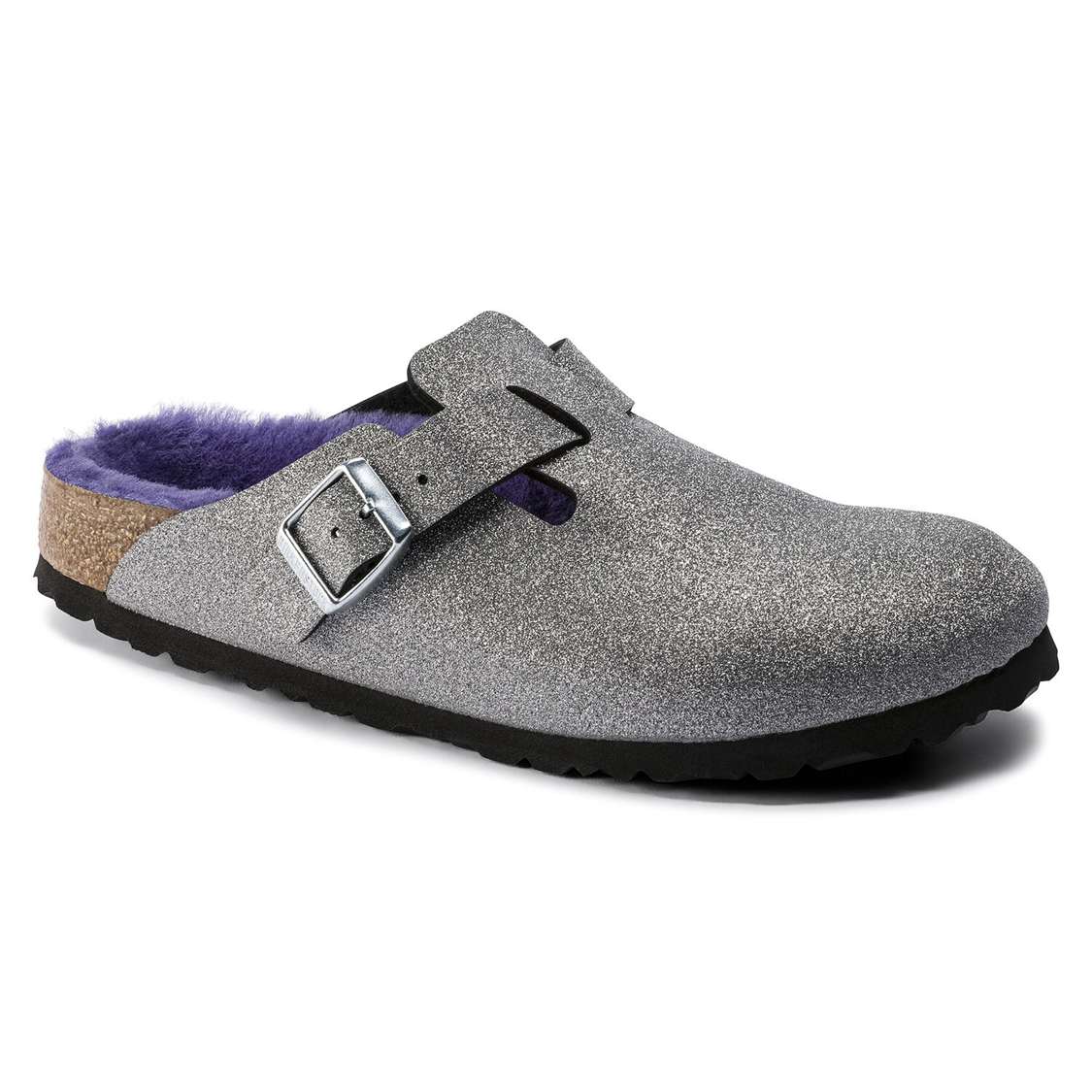 Birkenstock Boston Shearling Birko-Flor Clogs Silver | 9uDvzs1XMmz