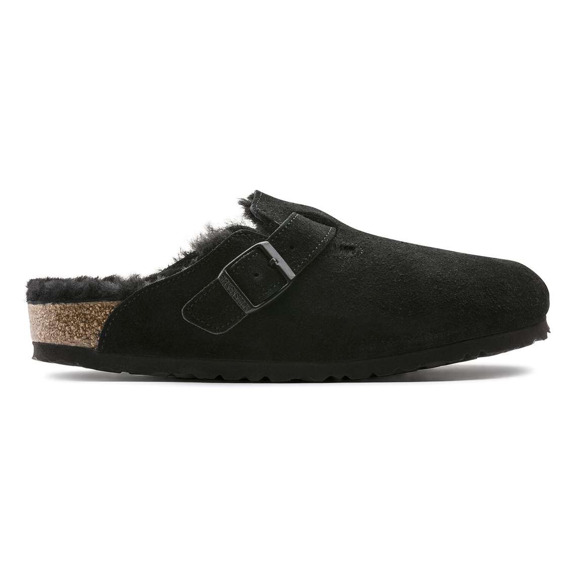 Birkenstock Boston Shearling Suede Leather Clogs Black | 27UQILJoL4K