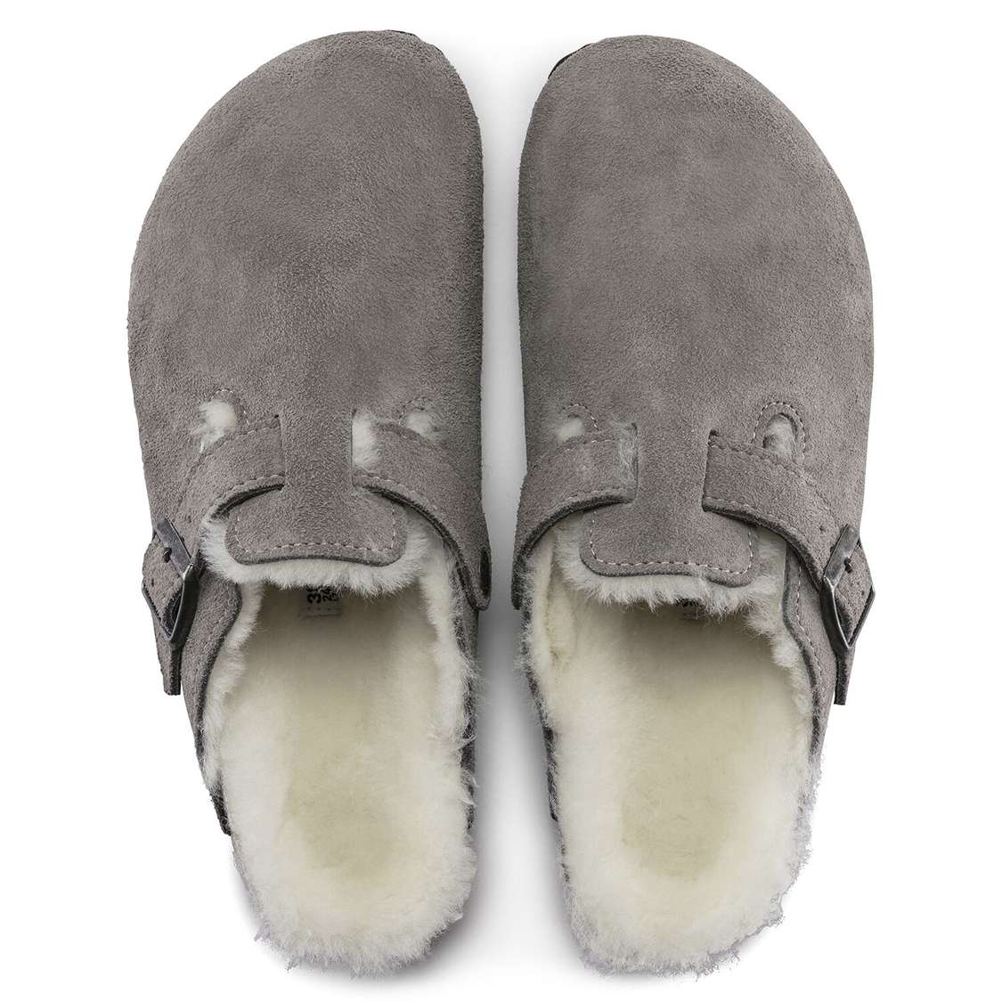 Birkenstock Boston Shearling Suede Leather Clogs Grey | U9Z7lrVR4CQ