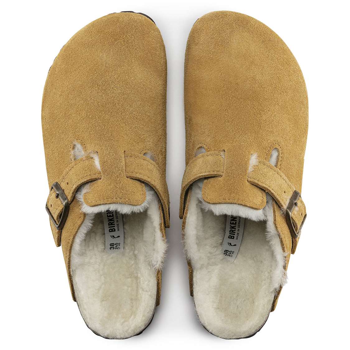 Birkenstock Boston Shearling Suede Leather Clogs Beige | bwfcNRGXRfW