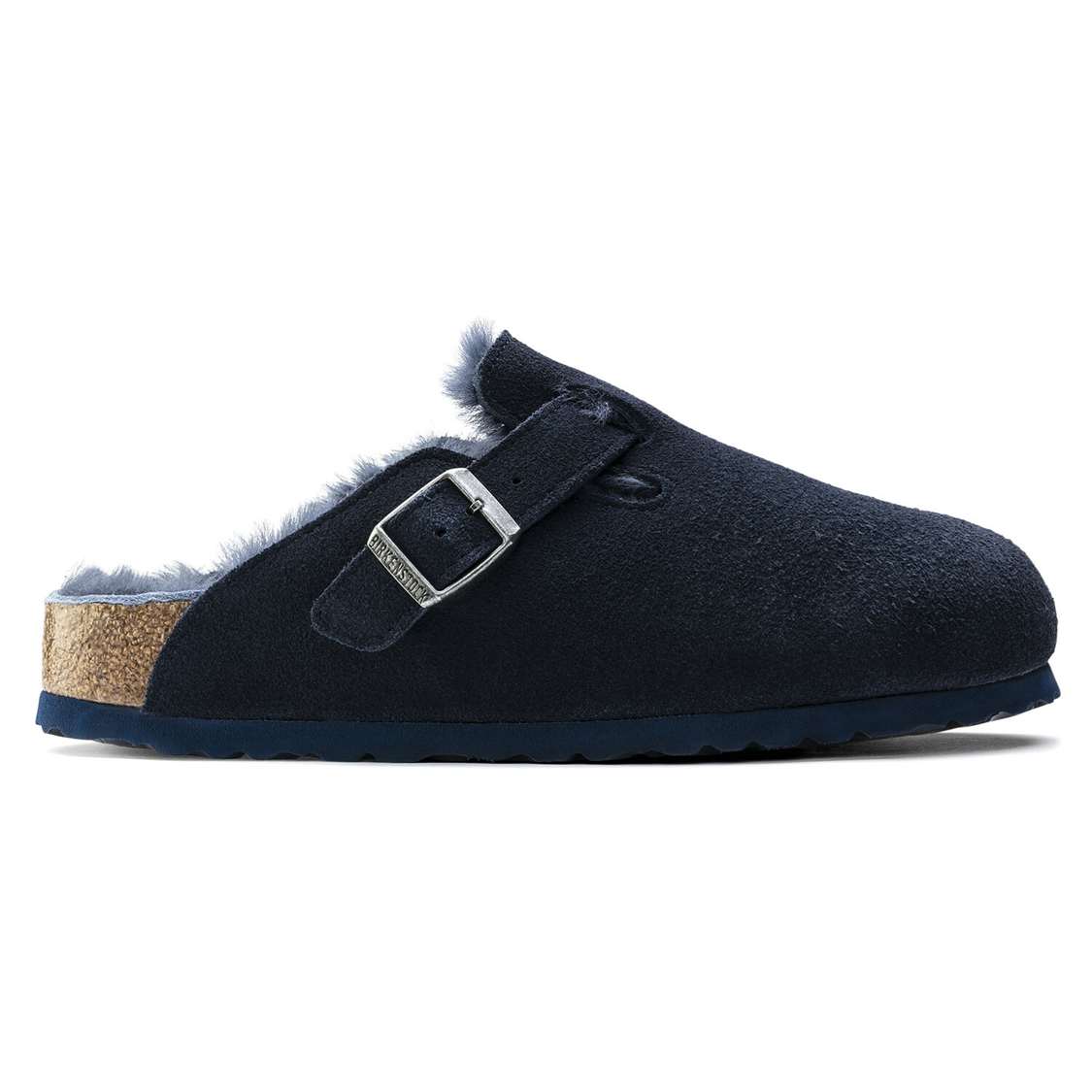 Birkenstock Boston Shearling Suede Leather Clogs Blue | eEbLEWEaRkS