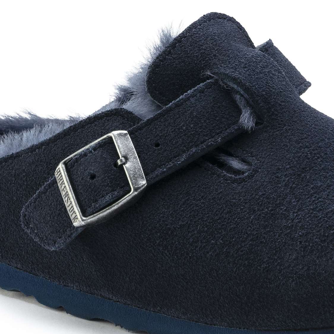 Birkenstock Boston Shearling Suede Leather Clogs Blue | eEbLEWEaRkS