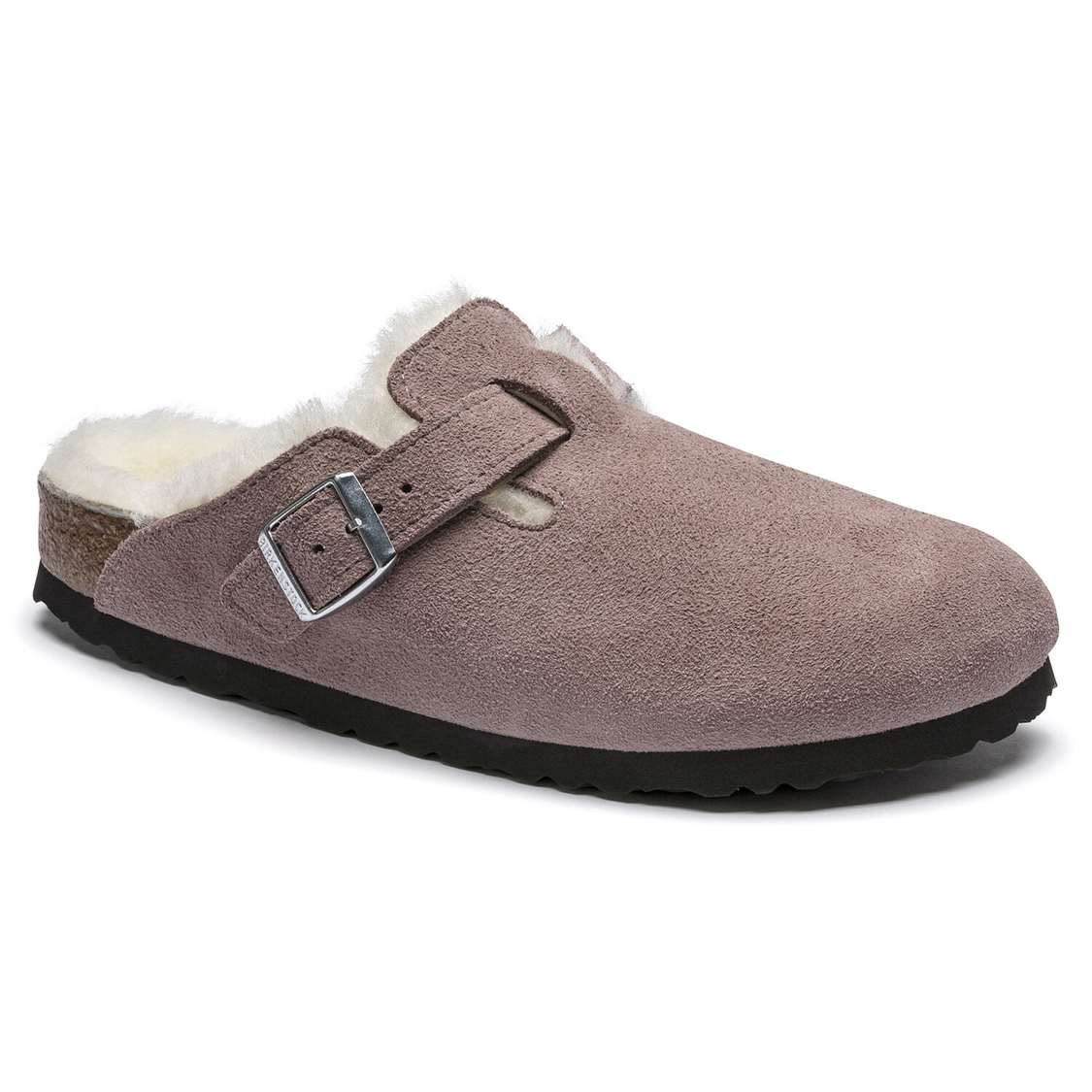 Birkenstock Boston Shearling Suede Leather Clogs Lavender | pDLDmsWdj9o