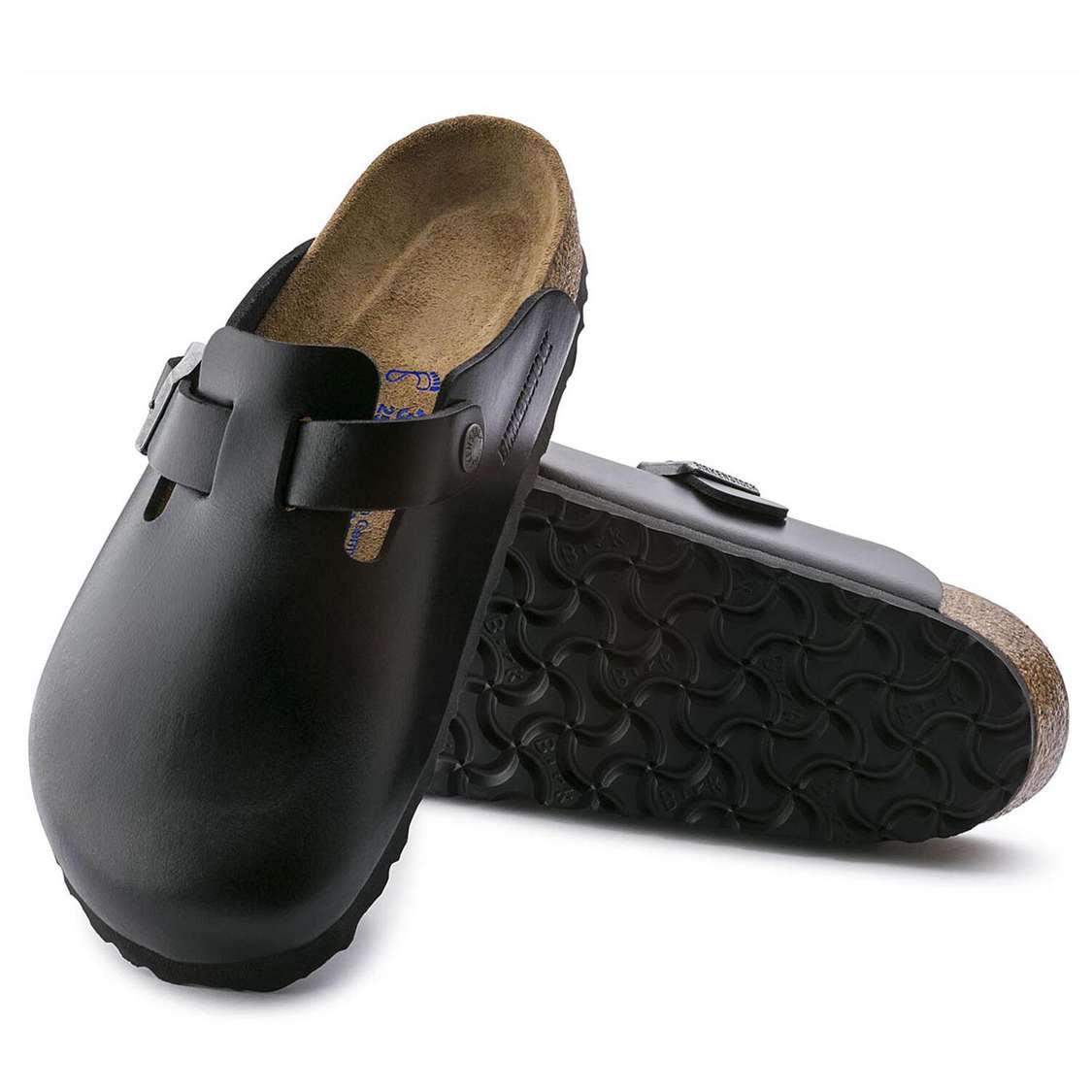 Birkenstock Boston Soft Footbed Smooth Leather Clogs Black | 7v7plTRvxQV