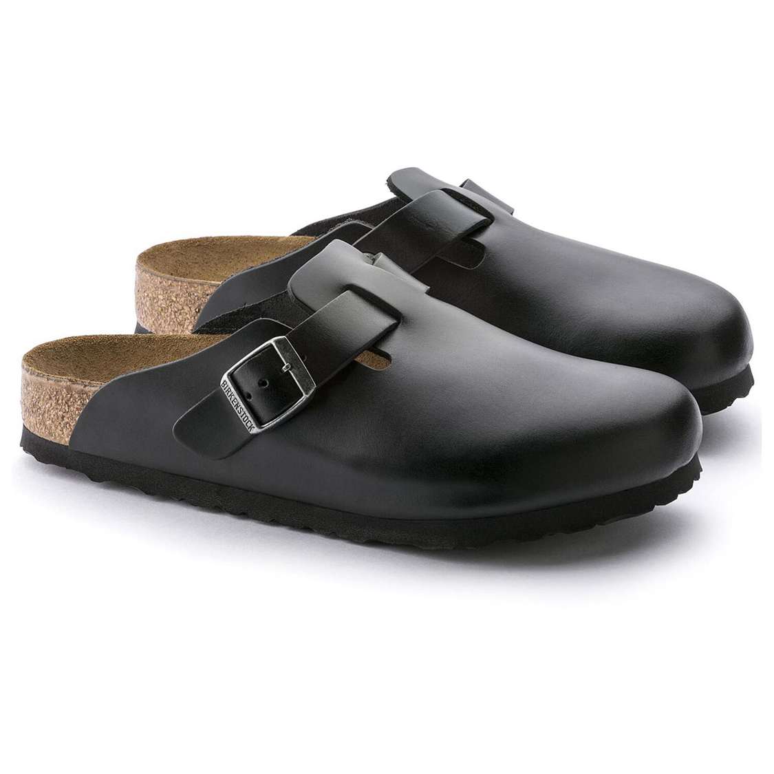 Birkenstock Boston Soft Footbed Smooth Leather Clogs Black | 7v7plTRvxQV