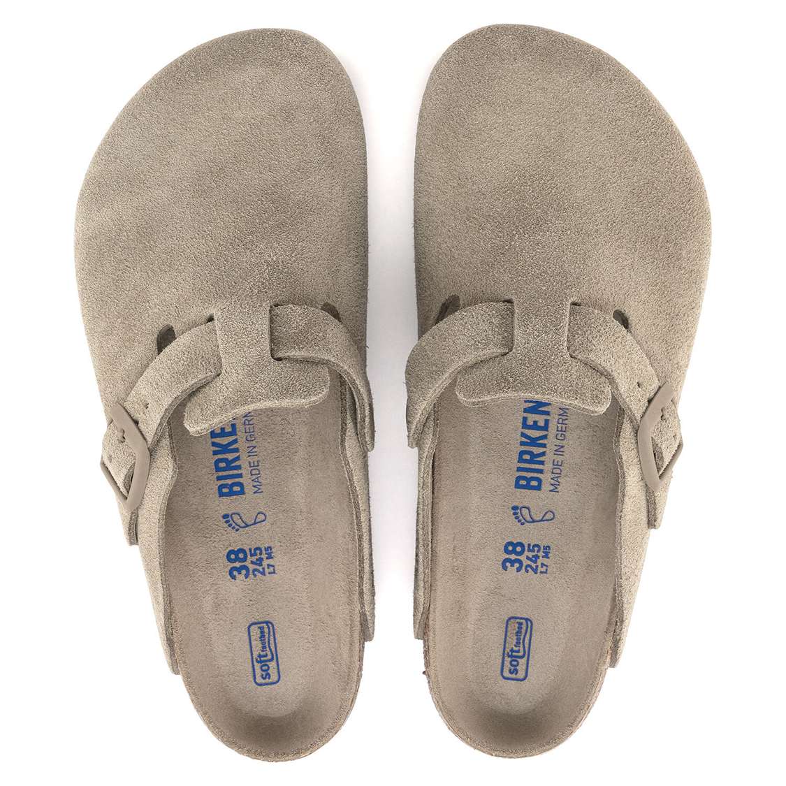 Birkenstock Boston Soft Footbed Suede Leather Clogs Khaki | EZS6LQO6cuy