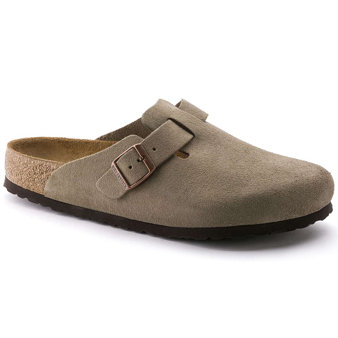 Birkenstock Boston Soft Footbed Suede Leather Clogs Brown | KmIVWyzZ9pl