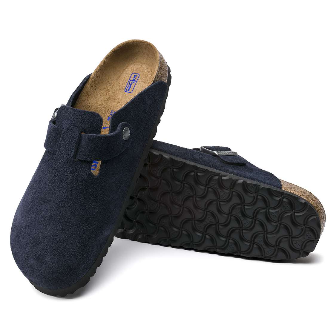 Birkenstock Boston Soft Footbed Suede Leather Clogs Blue | XDol3lH7JLx