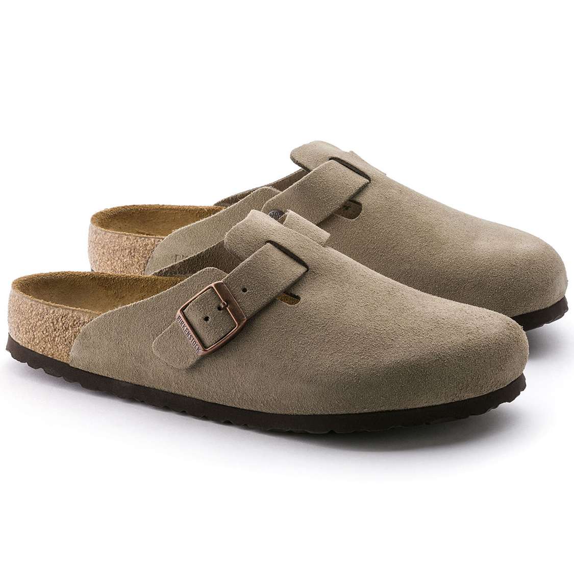 Birkenstock Boston Soft Footbed Suede Leather Clogs Brown | dKYtkOGQuPN