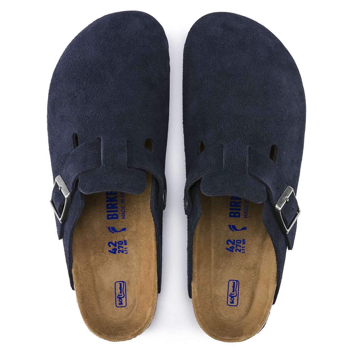 Birkenstock Boston Soft Footbed Suede Leather Clogs Blue | g6jnyLal98f