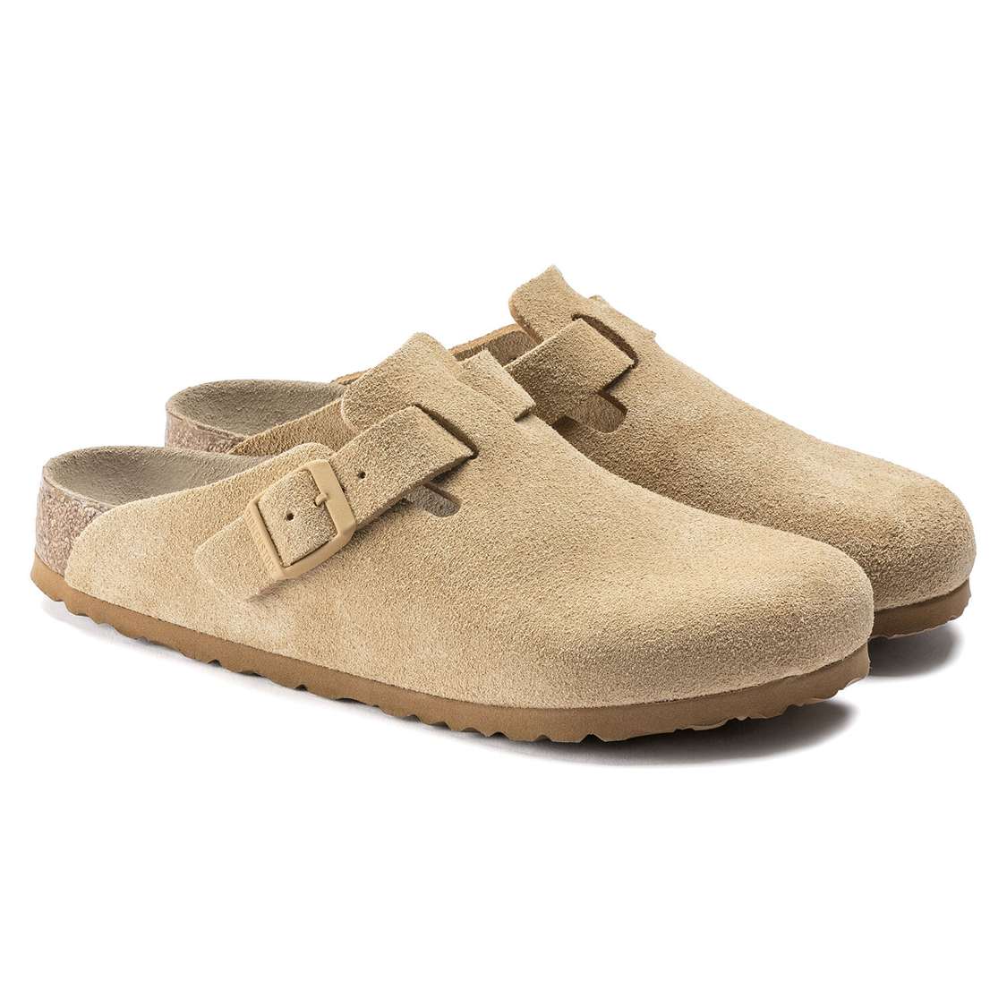 Birkenstock Boston Soft Footbed Suede Leather Clogs Cream | j4rsQDeq73W