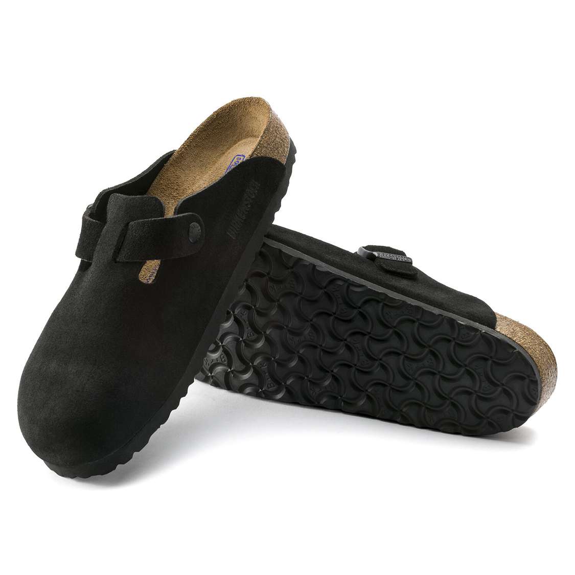 Birkenstock Boston Soft Footbed Suede Leather Clogs Black | klc3Zo8Xgkt