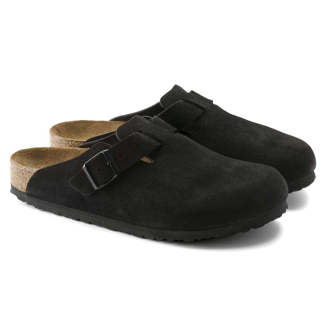 Birkenstock Boston Soft Footbed Suede Leather Clogs Black | klc3Zo8Xgkt