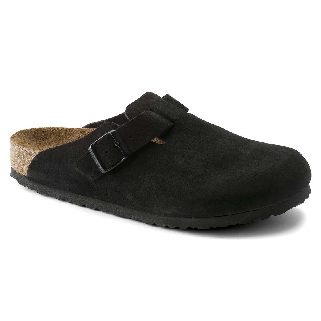 Birkenstock Boston Soft Footbed Suede Leather Clogs Black | klc3Zo8Xgkt