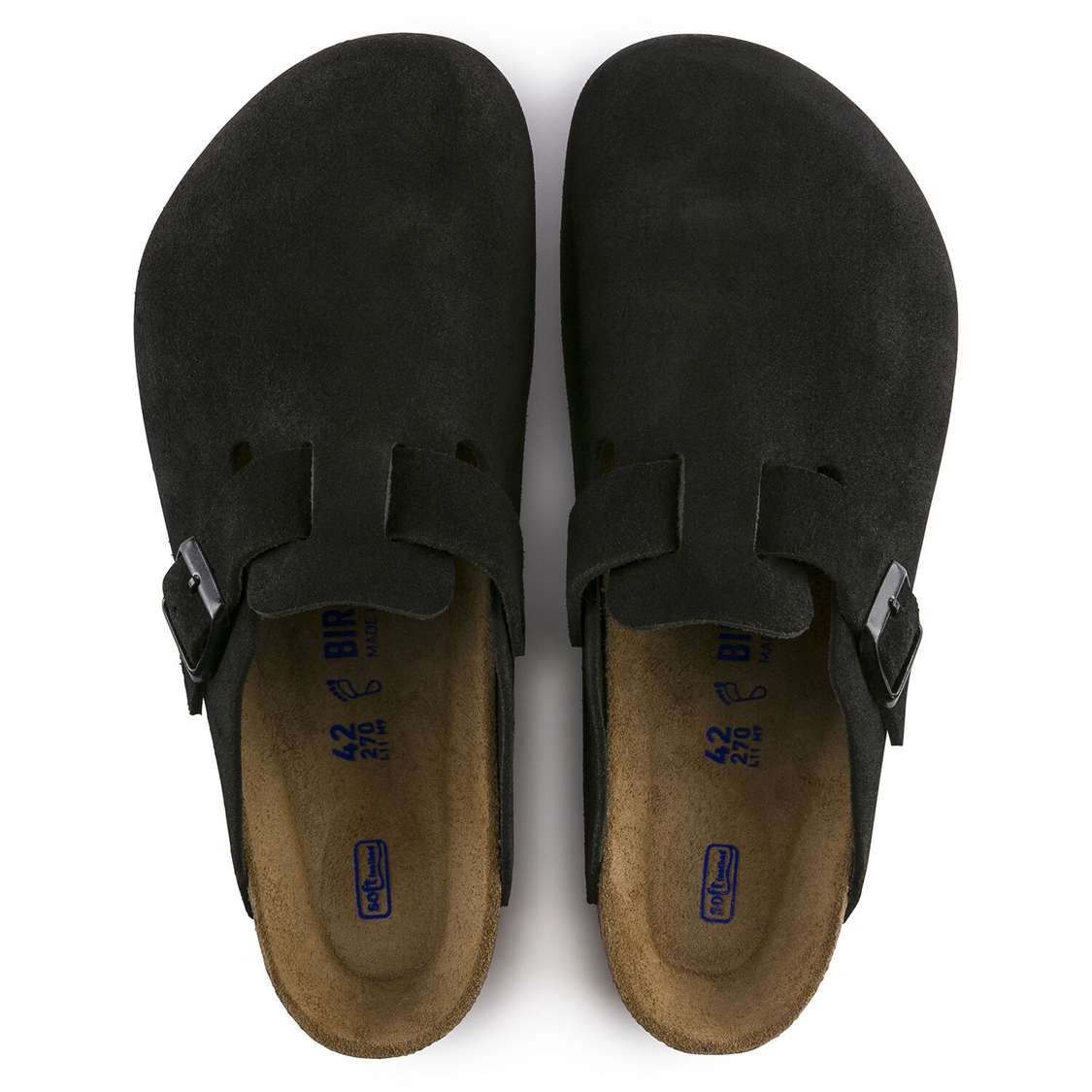 Birkenstock Boston Soft Footbed Suede Leather Clogs Black | ltPO5qngfvf