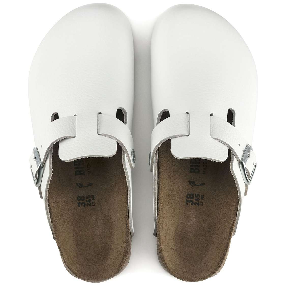 Birkenstock Boston Super Grip Leather Clogs White | 2YZ6qcqrZAL