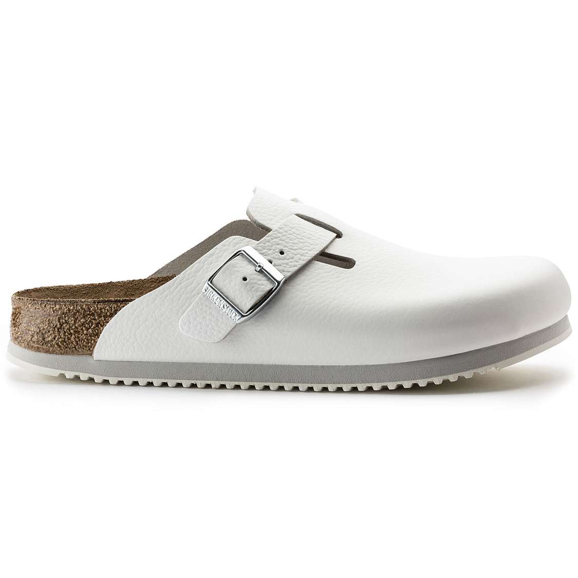 Birkenstock Boston Super Grip Leather Clogs White | 2YZ6qcqrZAL