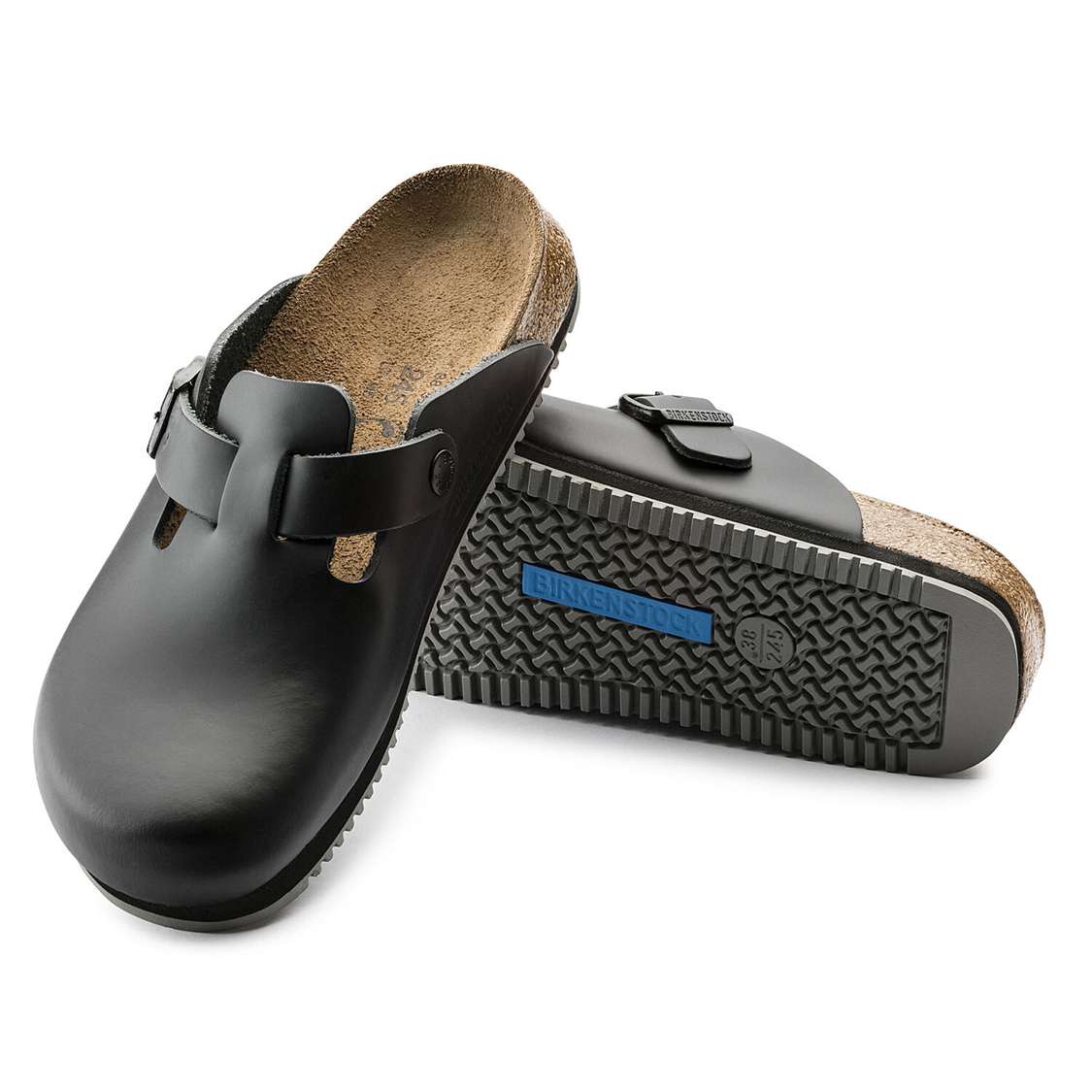 Birkenstock Boston Super Grip Leather Clogs Black | jrodUweekvg