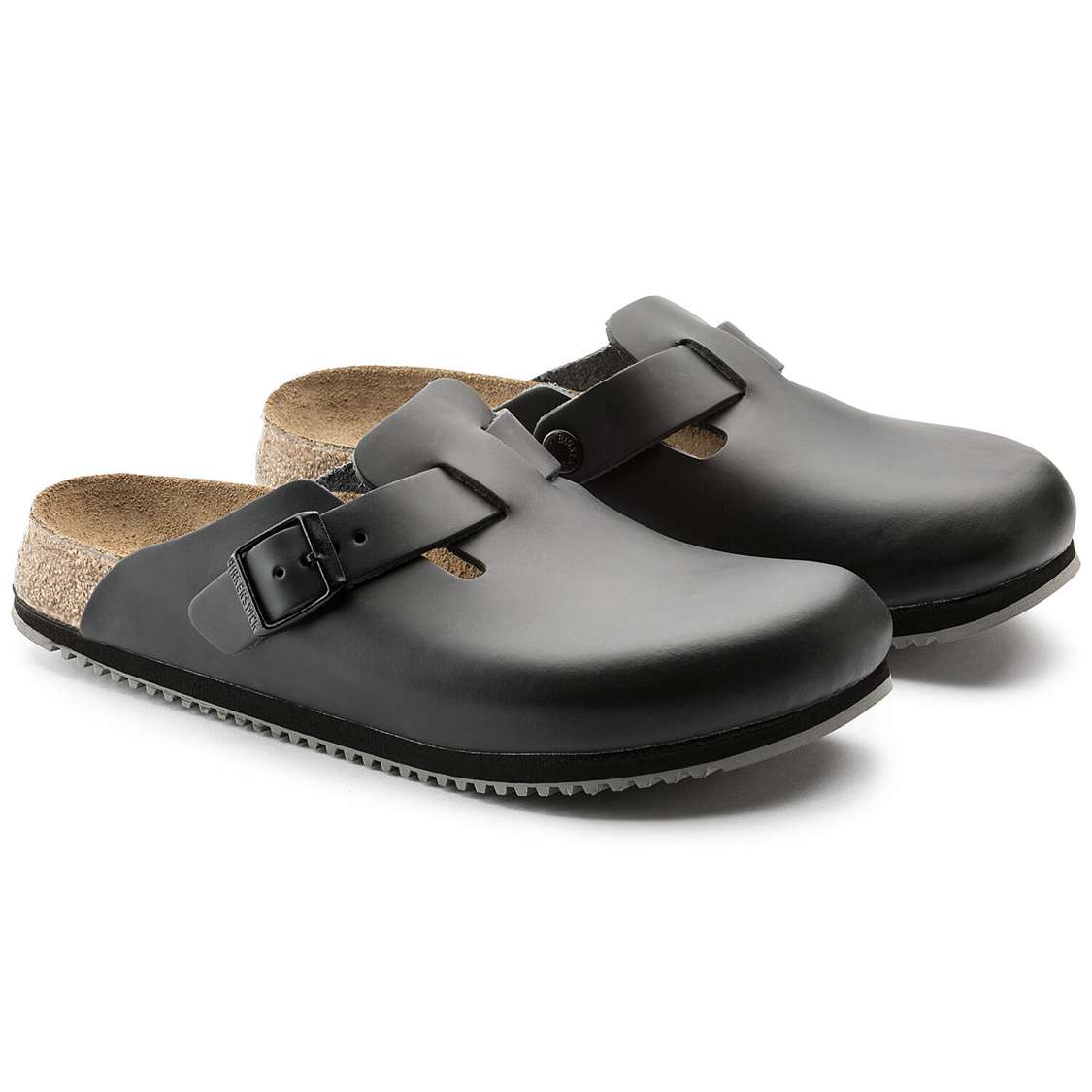 Birkenstock Boston Super Grip Leather Clogs Black | jrodUweekvg