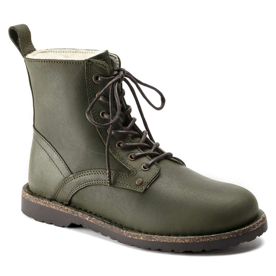 Birkenstock Bryson Shearling Oiled Nubuck Leather Boots Green | GaUNSuRcHsM