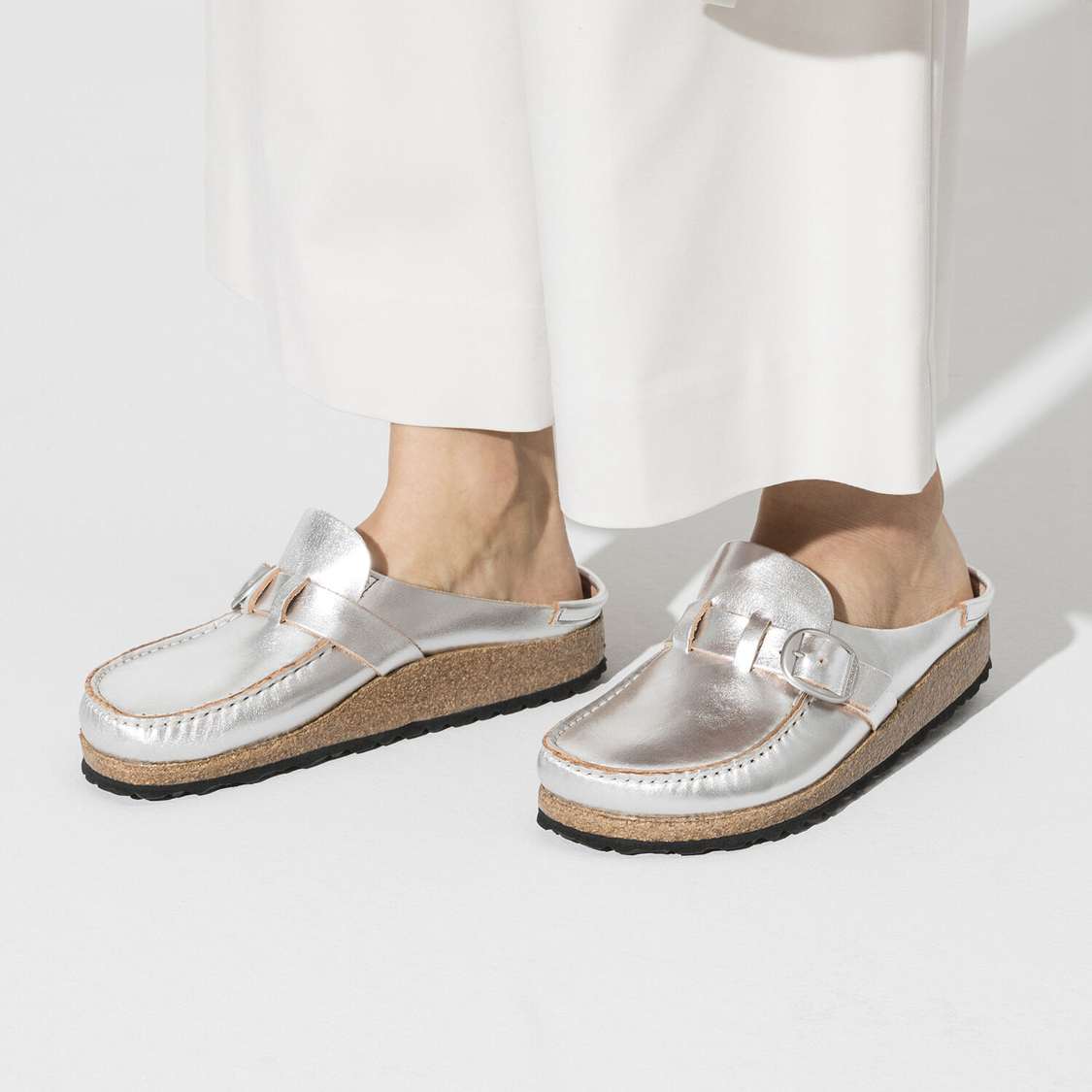 Birkenstock Buckley Leather Clogs Silver | YAe4Ra46xWZ