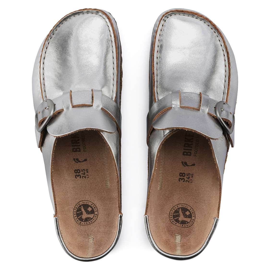 Birkenstock Buckley Leather Clogs Silver | YAe4Ra46xWZ