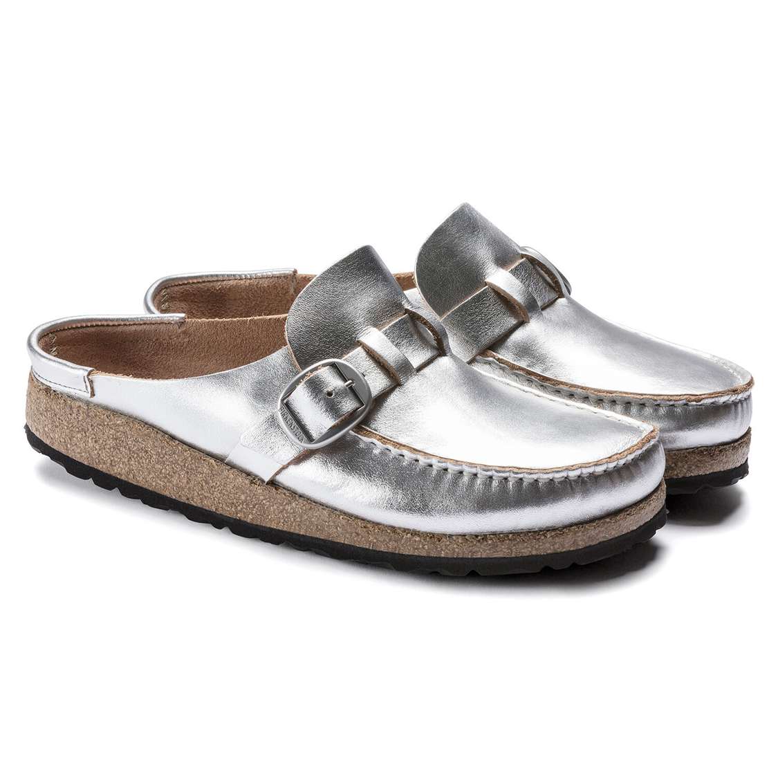 Birkenstock Buckley Leather Clogs Silver | YAe4Ra46xWZ