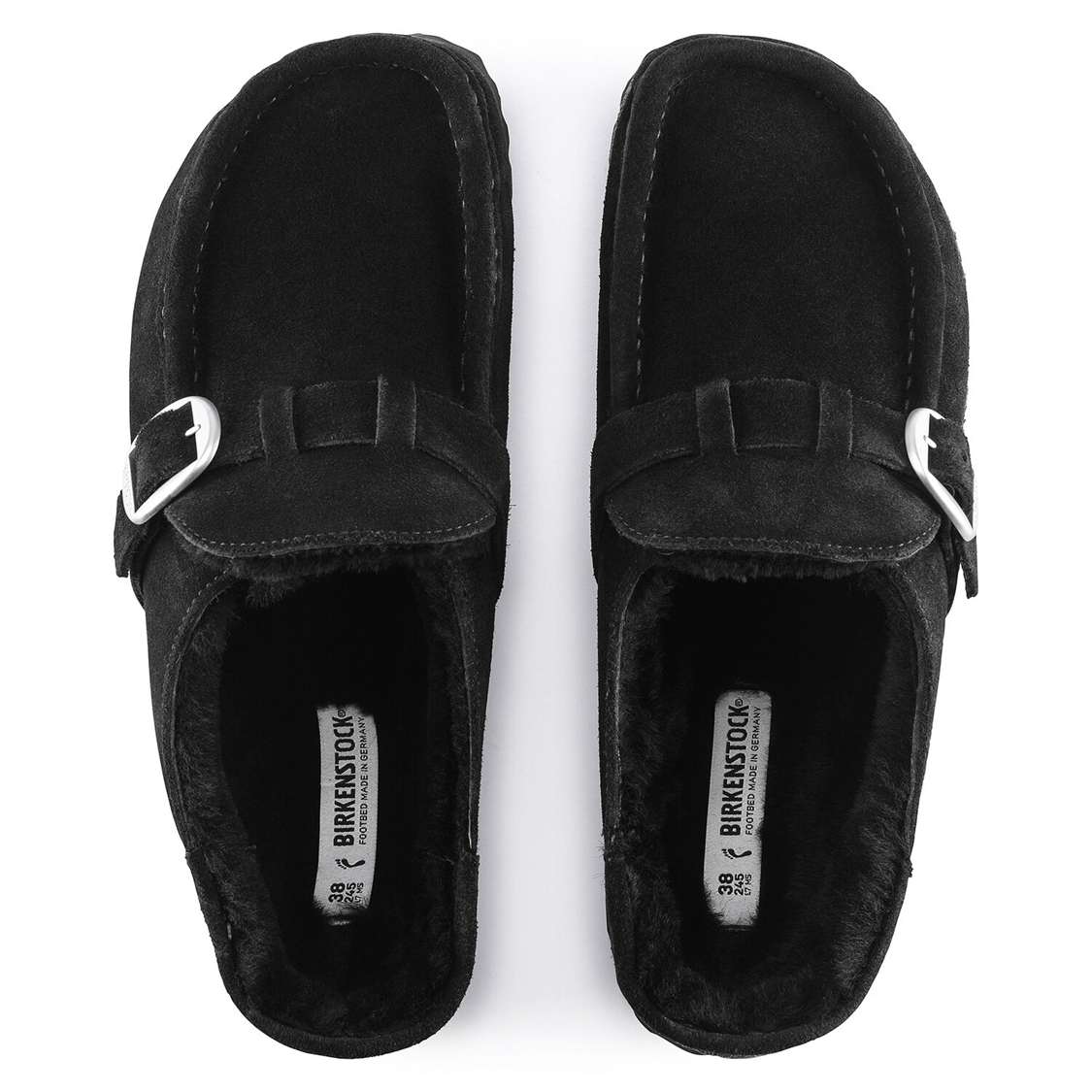 Birkenstock Buckley Shearling Suede Leather Clogs Black | 2OIbMcDz5MK