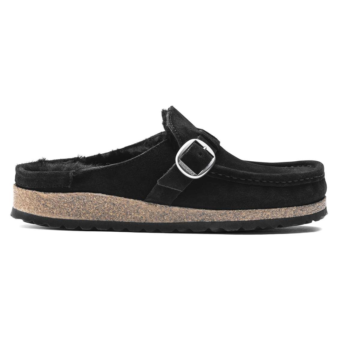 Birkenstock Buckley Shearling Suede Leather Clogs Black | 2OIbMcDz5MK