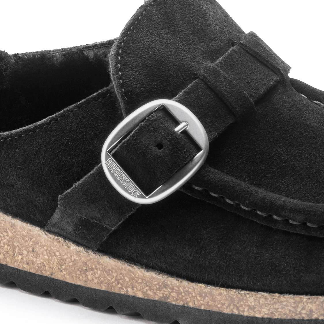 Birkenstock Buckley Shearling Suede Leather Clogs Black | 2OIbMcDz5MK