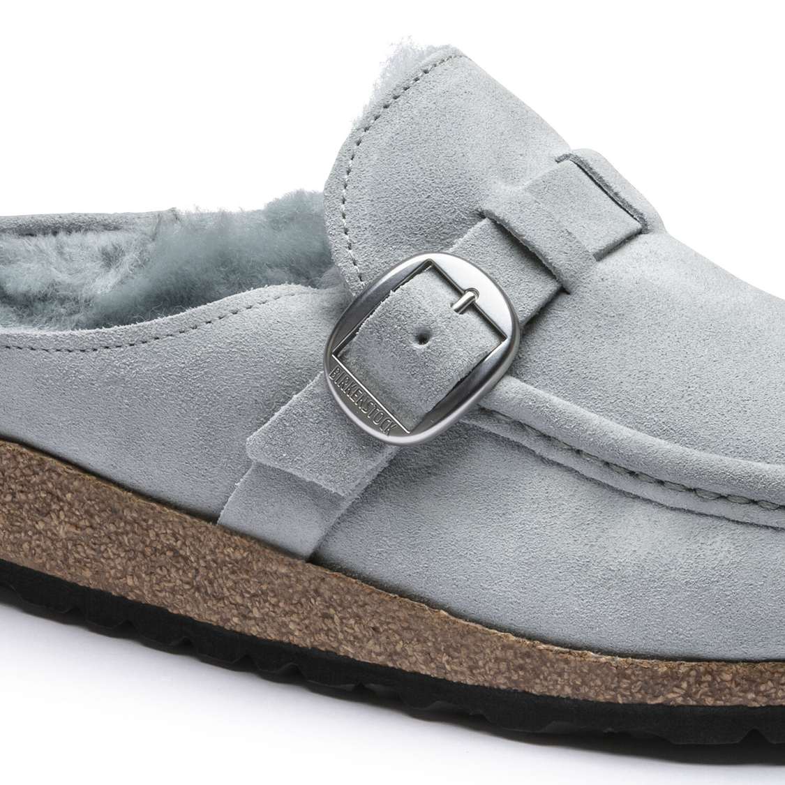 Birkenstock Buckley Shearling Suede Leather Clogs Turquoise | 8rOIvknMMBh