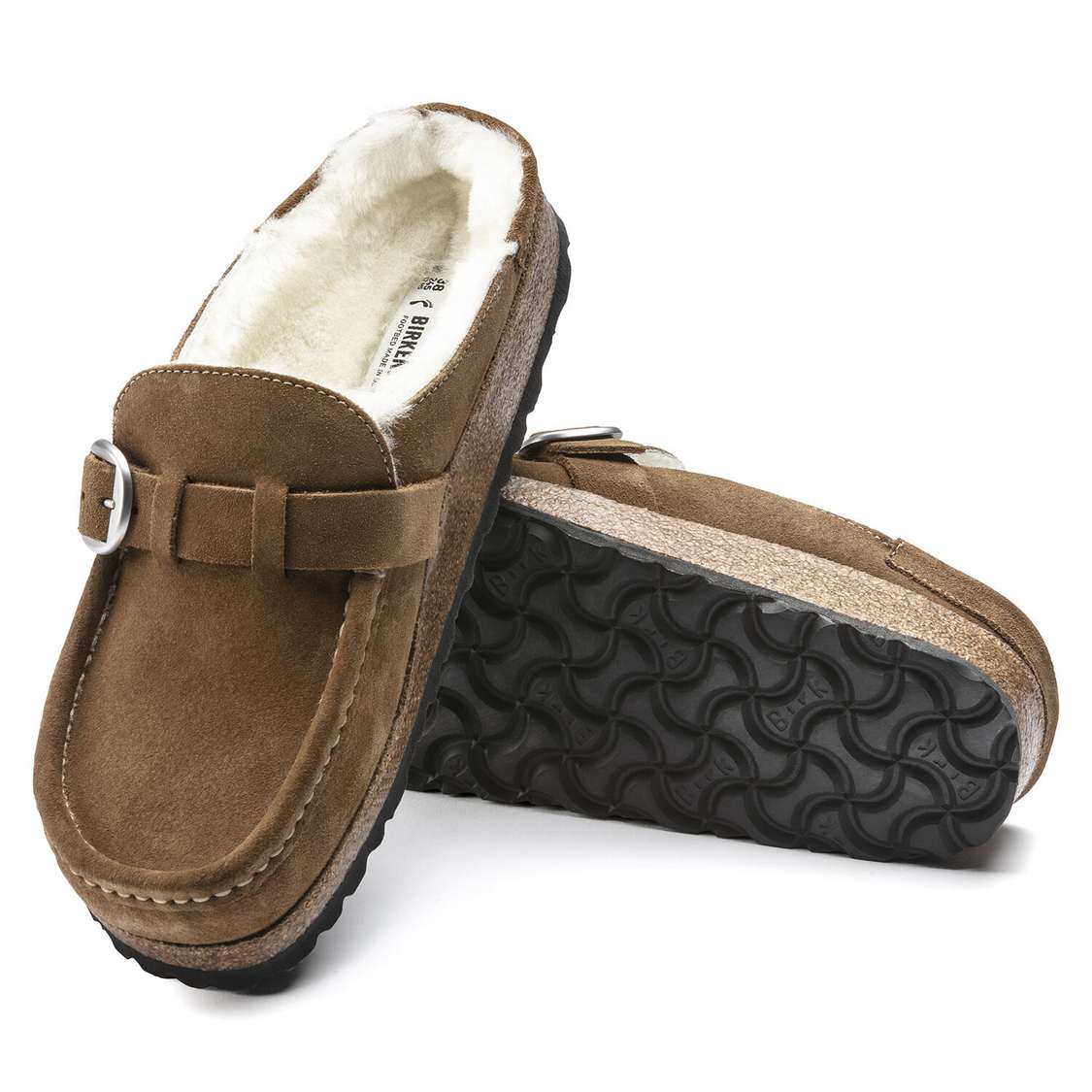 Birkenstock Buckley Shearling Suede Leather Clogs Brown | A1jYCwETvwu