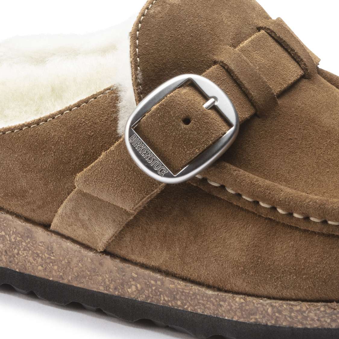 Birkenstock Buckley Shearling Suede Leather Clogs Brown | A1jYCwETvwu