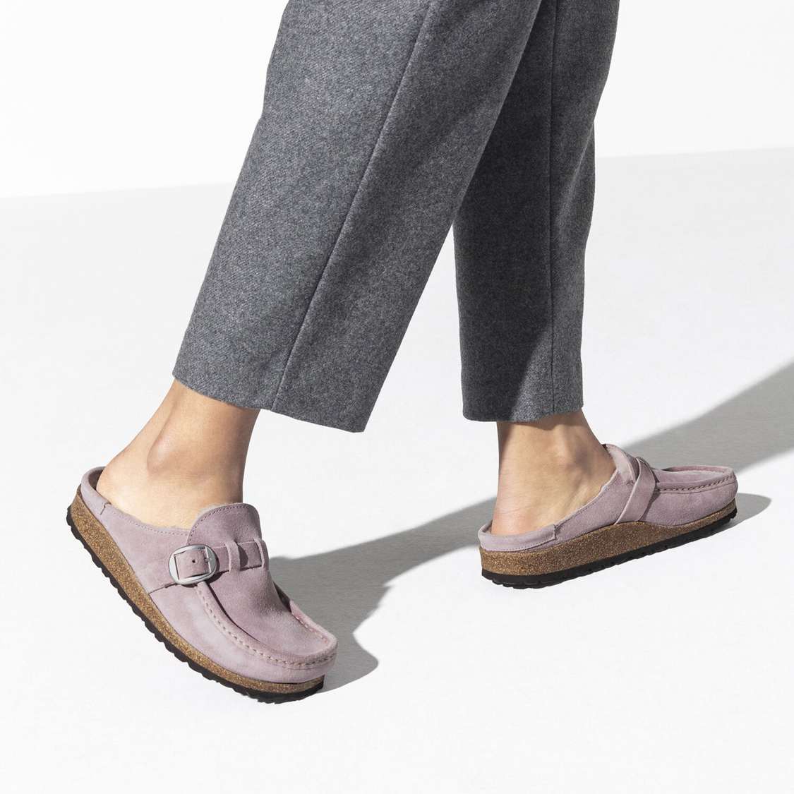 Birkenstock Buckley Shearling Suede Leather Clogs Lavender | gmliZaGHwBa