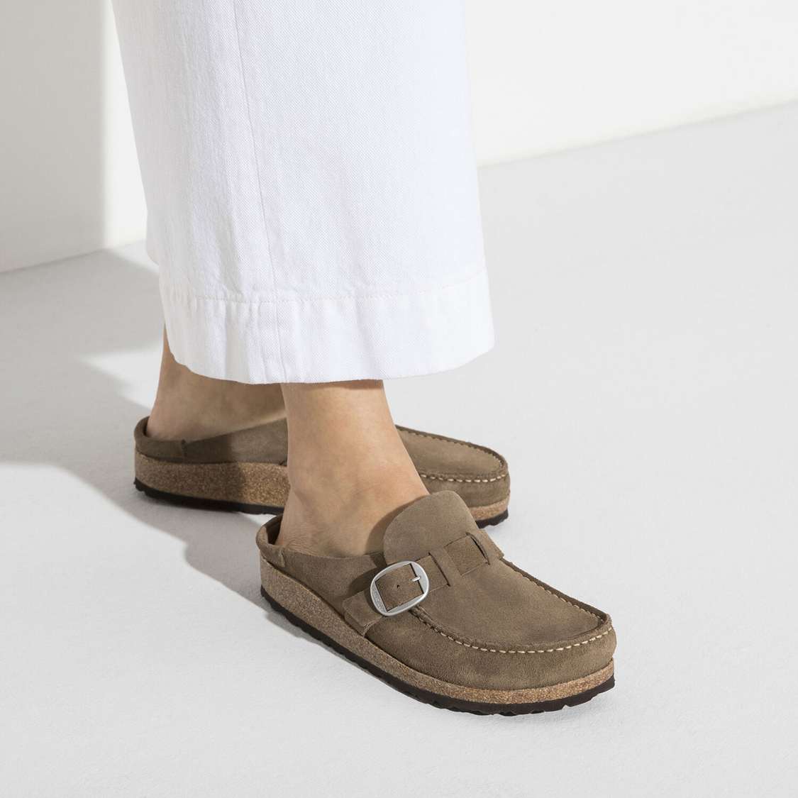 Birkenstock Buckley Suede Leather Clogs Grey | CFg27KYLarX