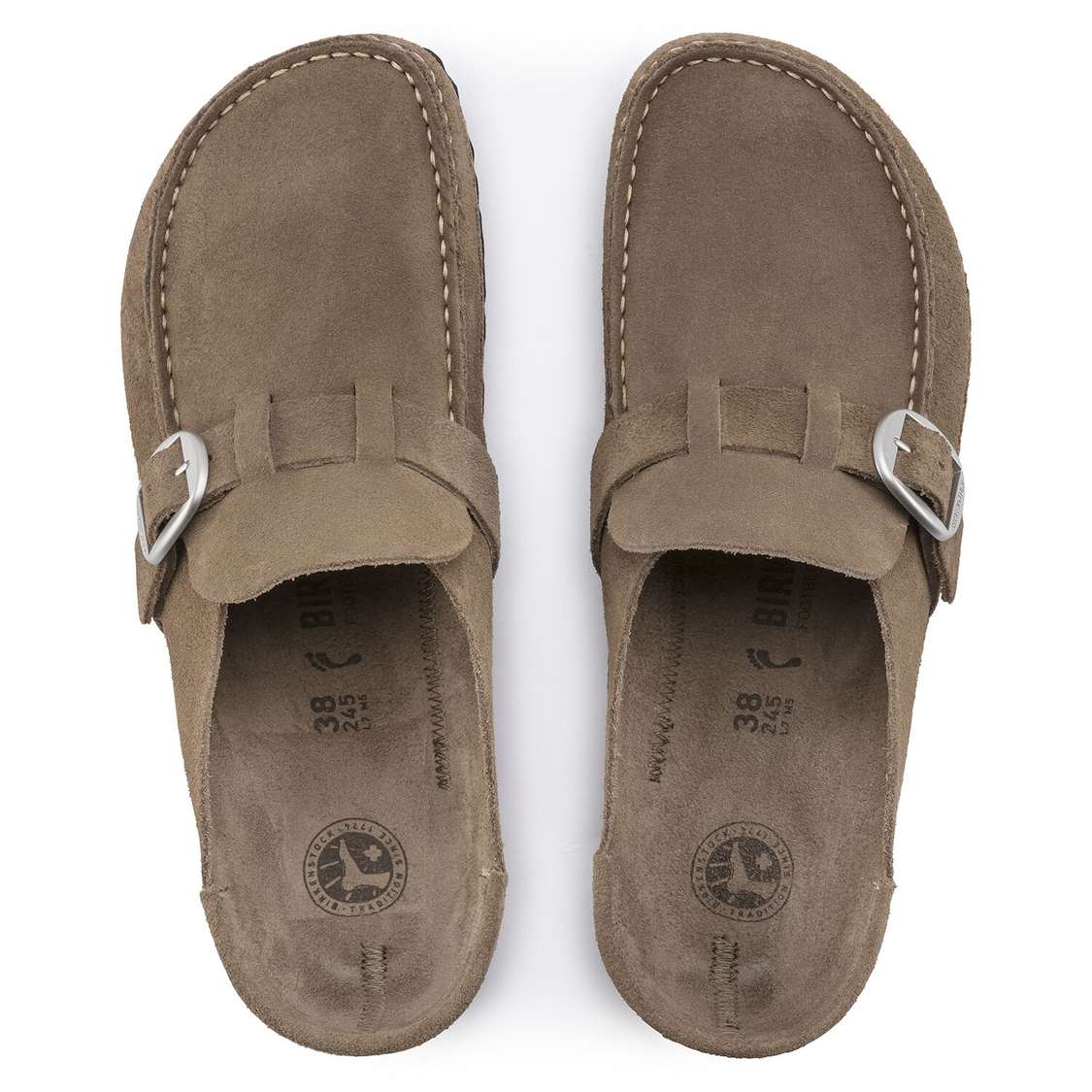 Birkenstock Buckley Suede Leather Clogs Grey | CFg27KYLarX