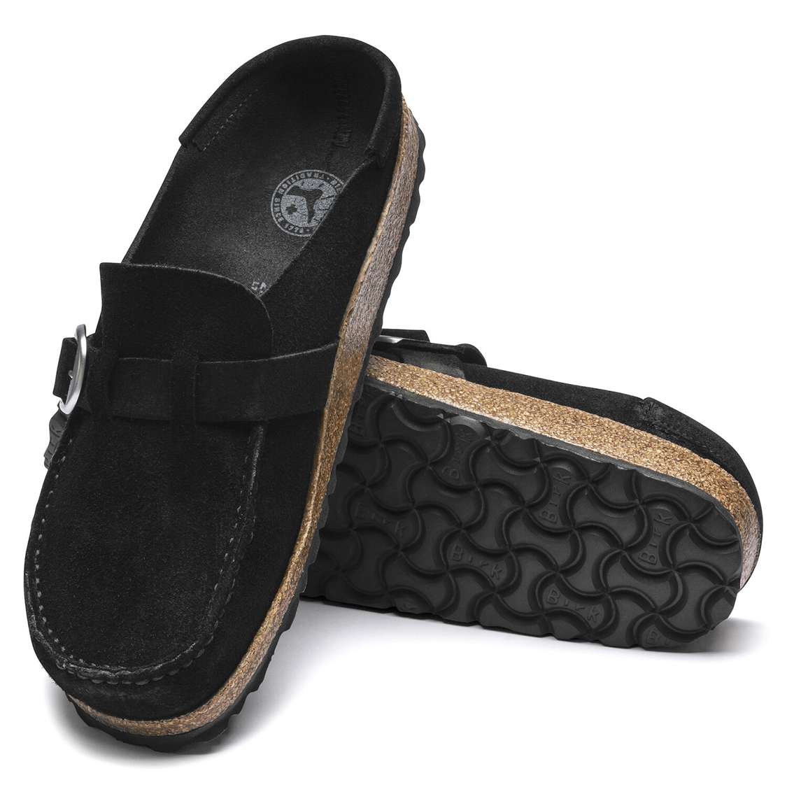 Birkenstock Buckley Suede Leather Clogs Black | VsFlCGCaI2j