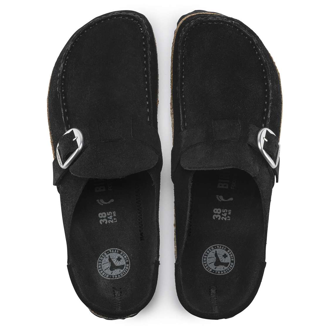 Birkenstock Buckley Suede Leather Clogs Black | VsFlCGCaI2j