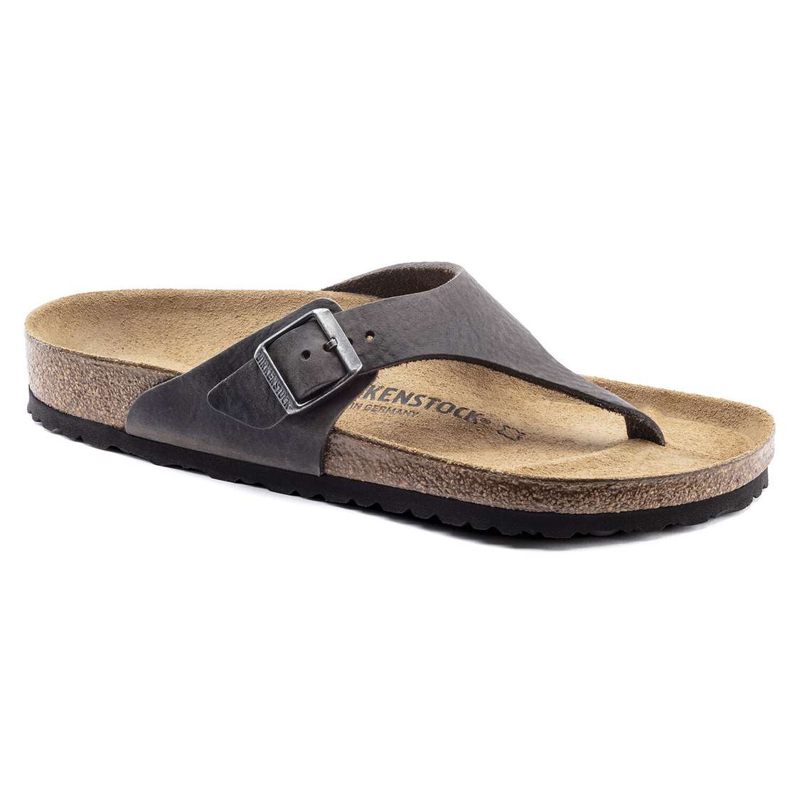 Birkenstock Como Nubuck Leather One Strap Sandals Black | yh71l9FykTV