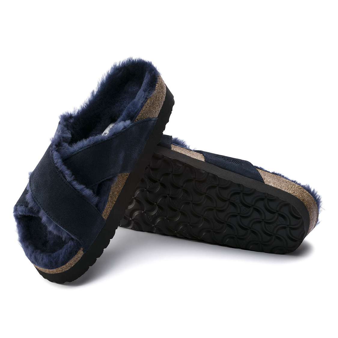 Birkenstock Daytona Suede Leather Two Strap Sandals Navy | YnhihGfW74E