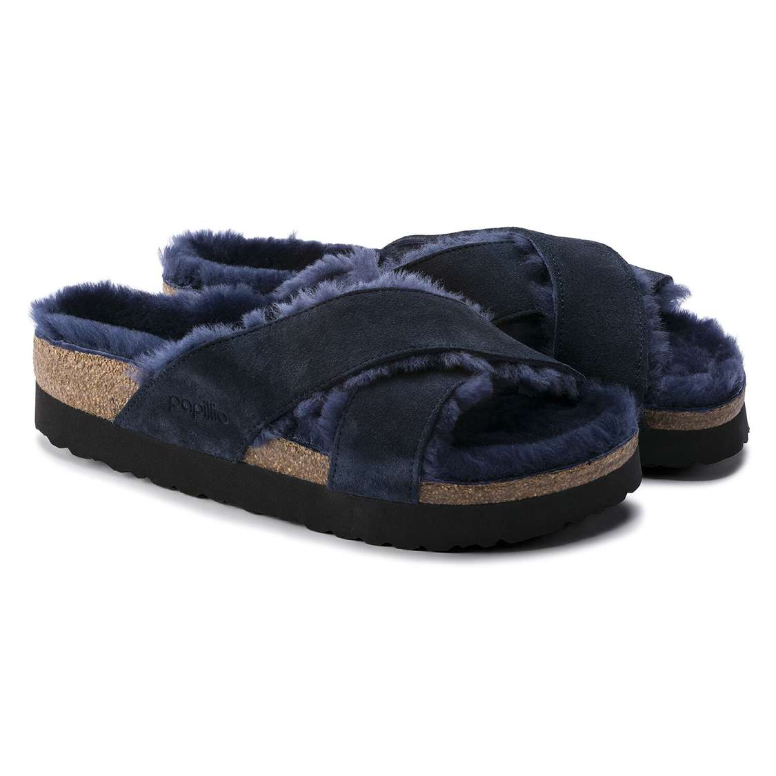 Birkenstock Daytona Suede Leather Two Strap Sandals Navy | YnhihGfW74E