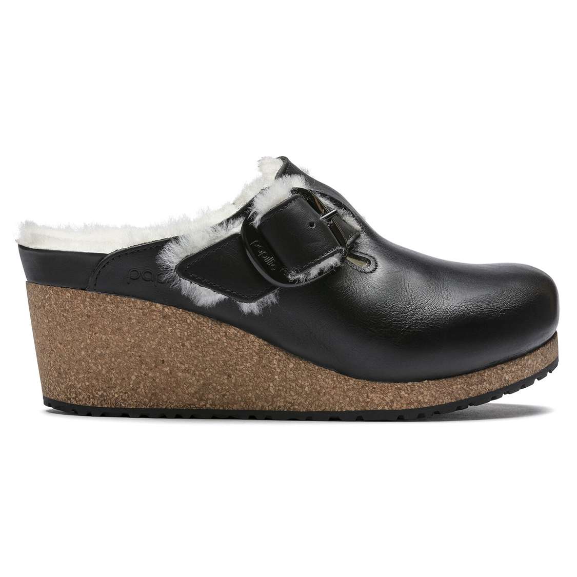 Birkenstock Fanny Big Buckle Leather Clogs Black | 7UTNHYMyyyH