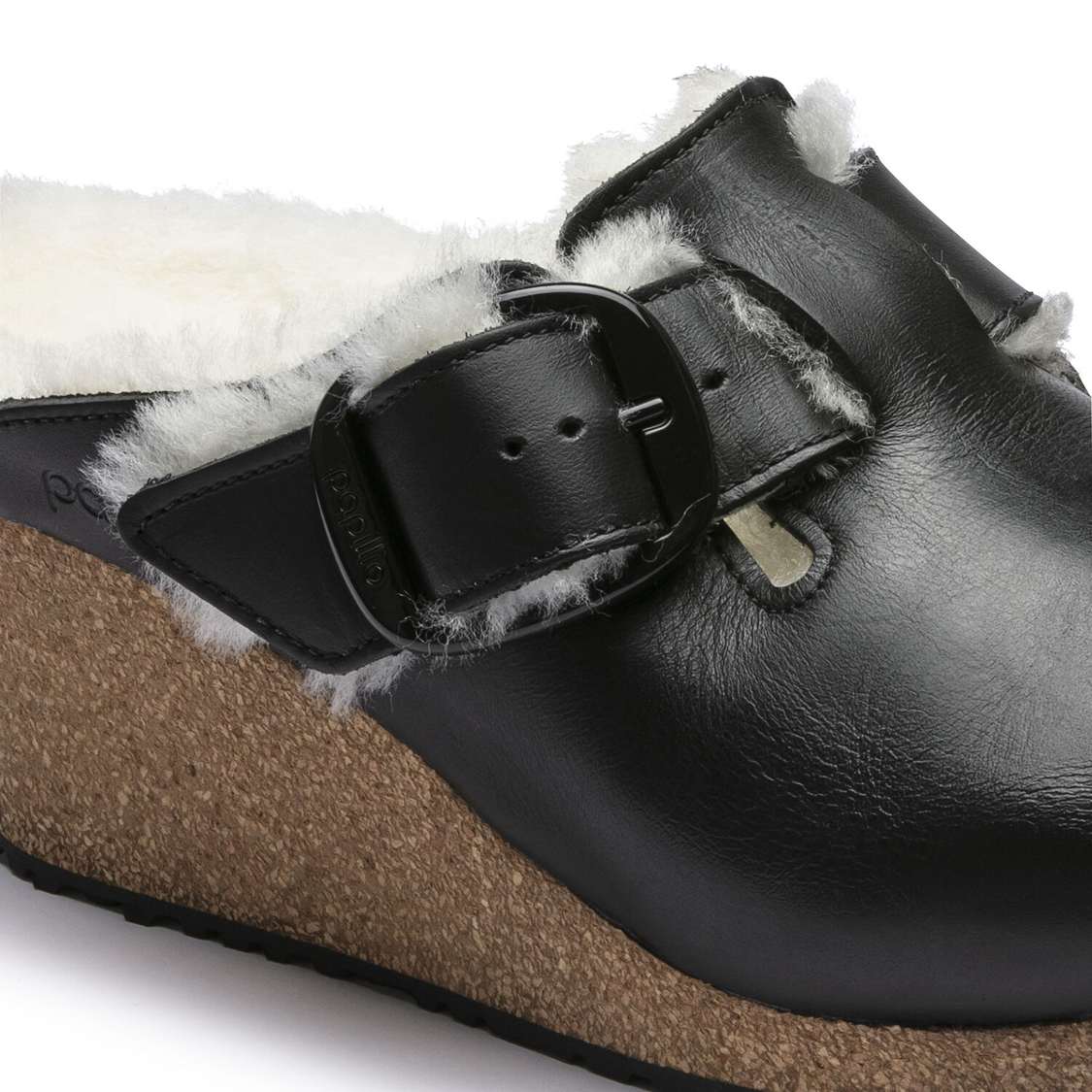 Birkenstock Fanny Big Buckle Leather Clogs Black | 7UTNHYMyyyH