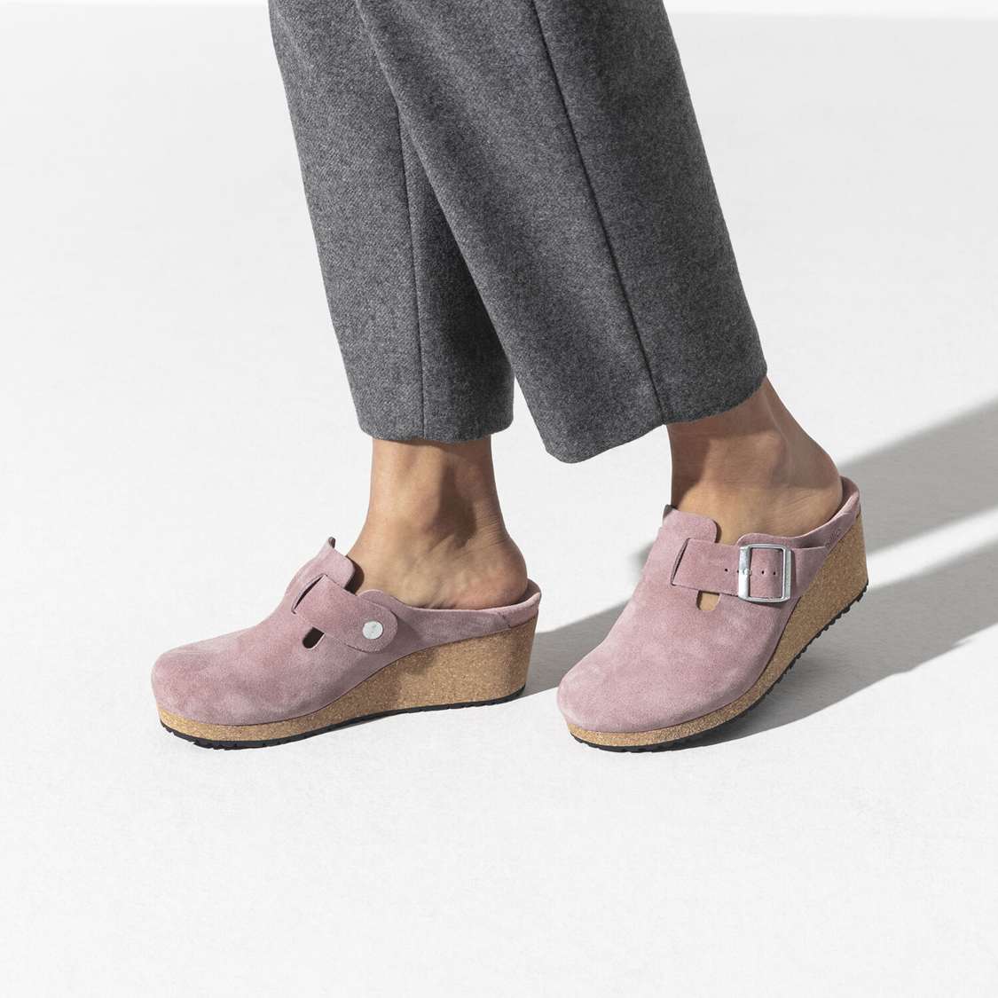 Birkenstock Fanny Suede Leather Clogs Lavender | FrwusW2ms17