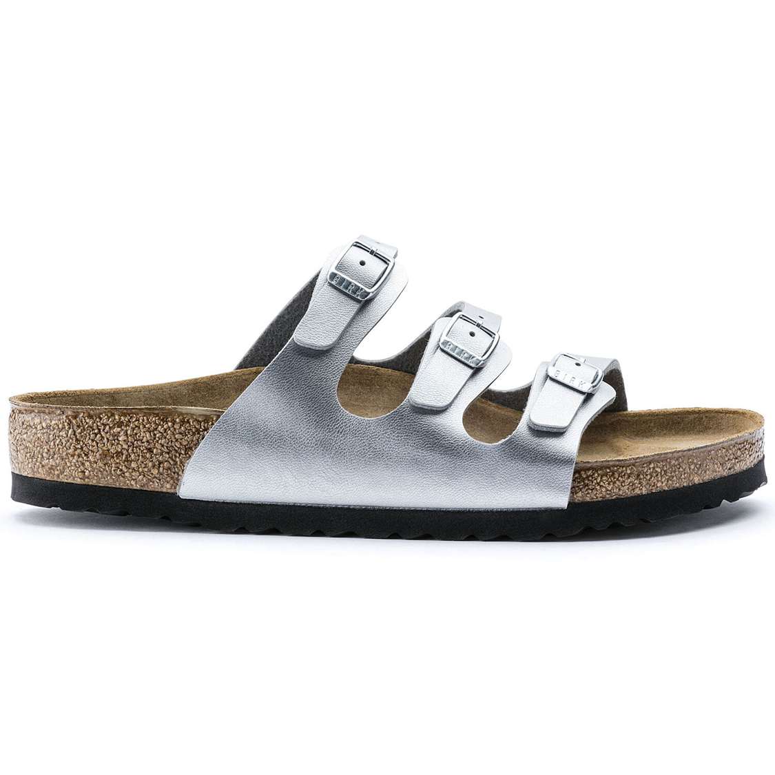 Birkenstock Florida Birko-Flor Multi Strap Sandals Silver | E9BLL71ocAT