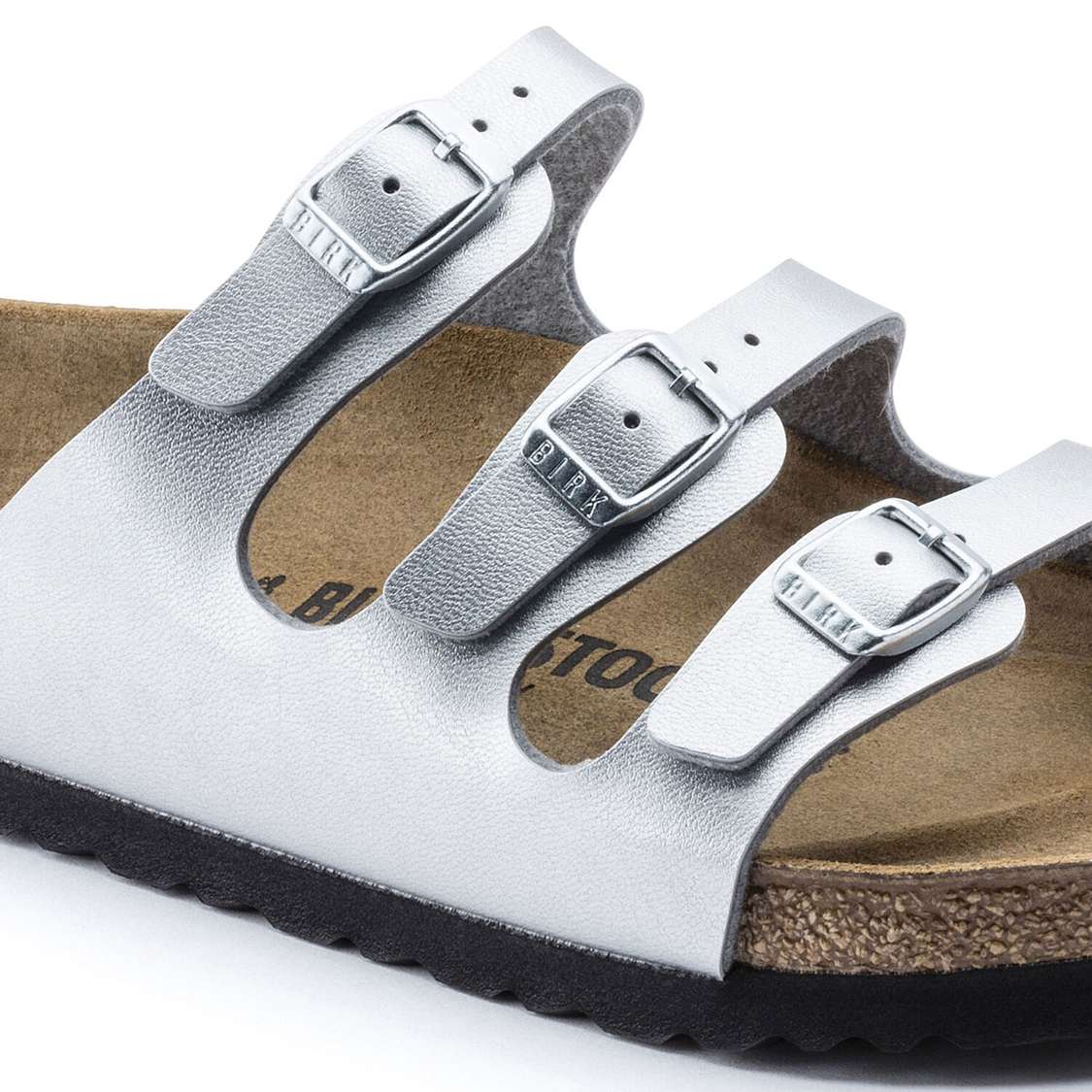 Birkenstock Florida Birko-Flor Multi Strap Sandals Silver | E9BLL71ocAT